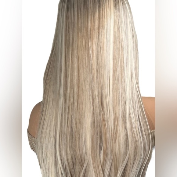 30 Inch Ombre brown to Light Blonde with highlights Long wig with bangs - Picture 8 of 12